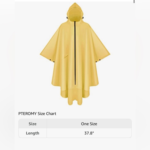 AMAZON Unisex Oversized Big Lightweight Foldable Yellow Waterproof Raincoat Zip - Picture 7 of 15